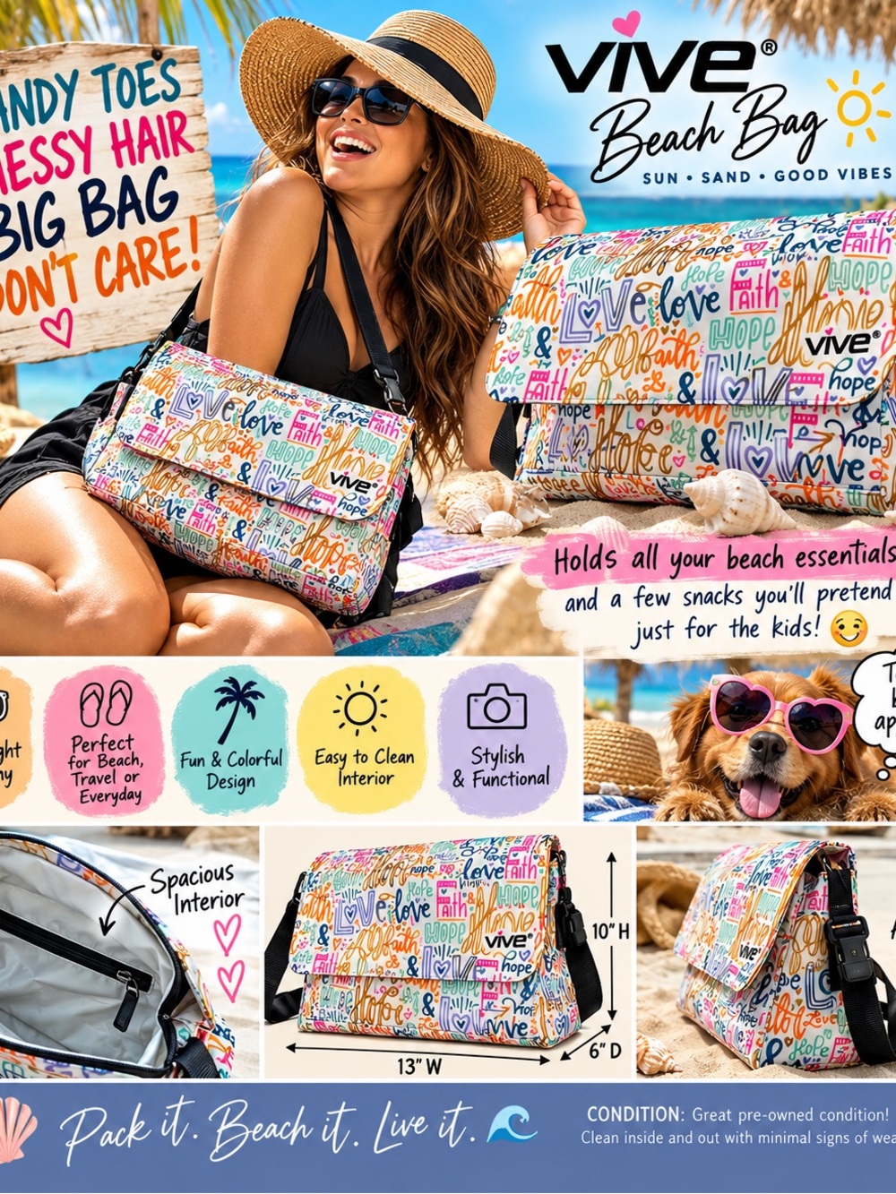 Kids Multicolor Word-Print Sling Bag - by VIVE